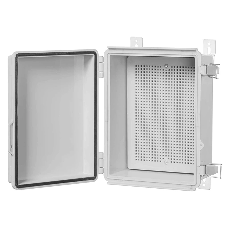 Waterproof IP67 Electrical Junction Box Hinged Clear Cover Stainless Steel Latch Enclosure Bottom Plate Bracket 220x170x110mm