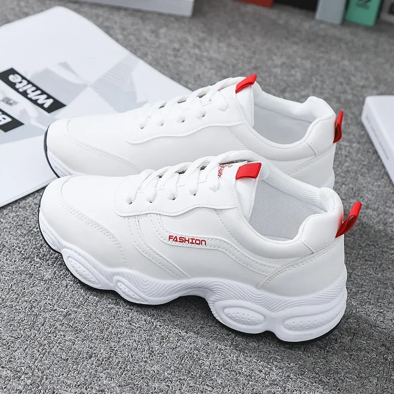 Summer White Sneakers Fashion Women\'s Vulcanize Shoes Comfortable Lace-up Platform Shoes Women Spring Breathable Sneakers Shoes