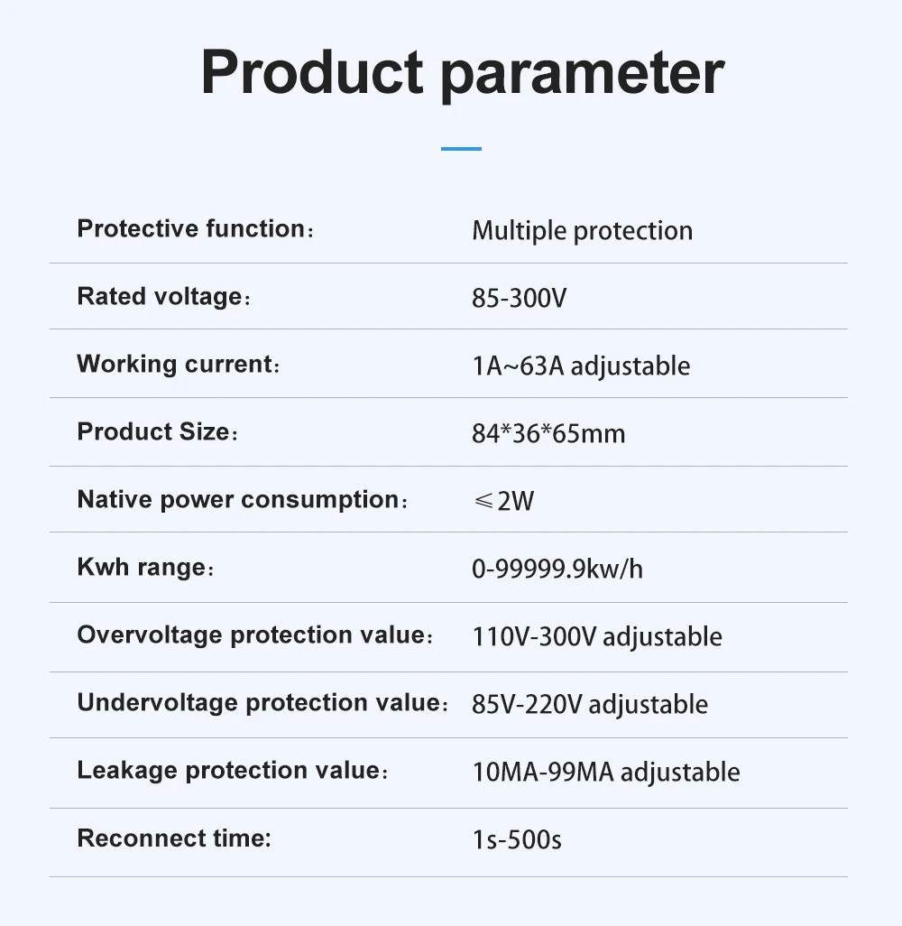 TOMZN 2P 63A 110V 220V Smart Life WLAN-Schalter mit kWh-Messung, Leistungsschalter mit Timer, Spannungs-, Strom- und Leckageschutz – Detail 19