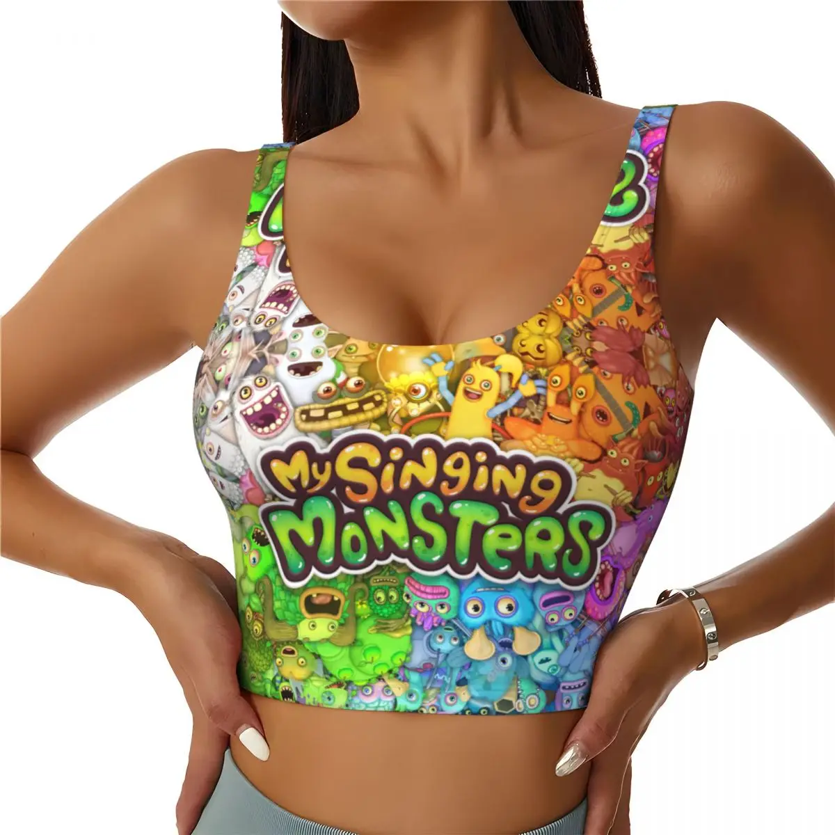 

Custom High Impact My Singing Monsters Sports Bra Women Gym Workout Yoga Crop Top