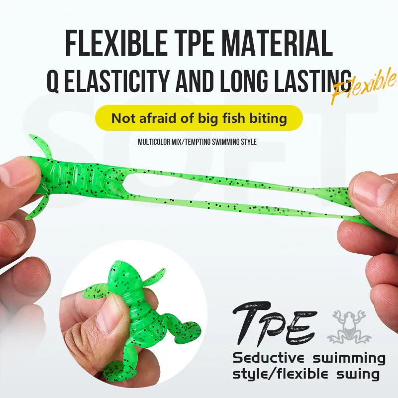 TAIYU 5 unids/set Kit de Señuelos de Pesca de Rana 5g patadas saltar agua rana Topwater señuelo suave agua salada aparejos de pesca de agua dulce