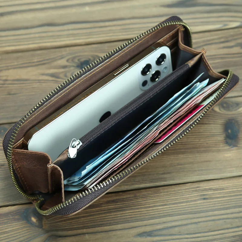 Money Clip Men Genuine Leather Cowhide Wallet Multi Card Case Tickets Holder Pouch Bag Keep Cards Vintage Brown Wallets