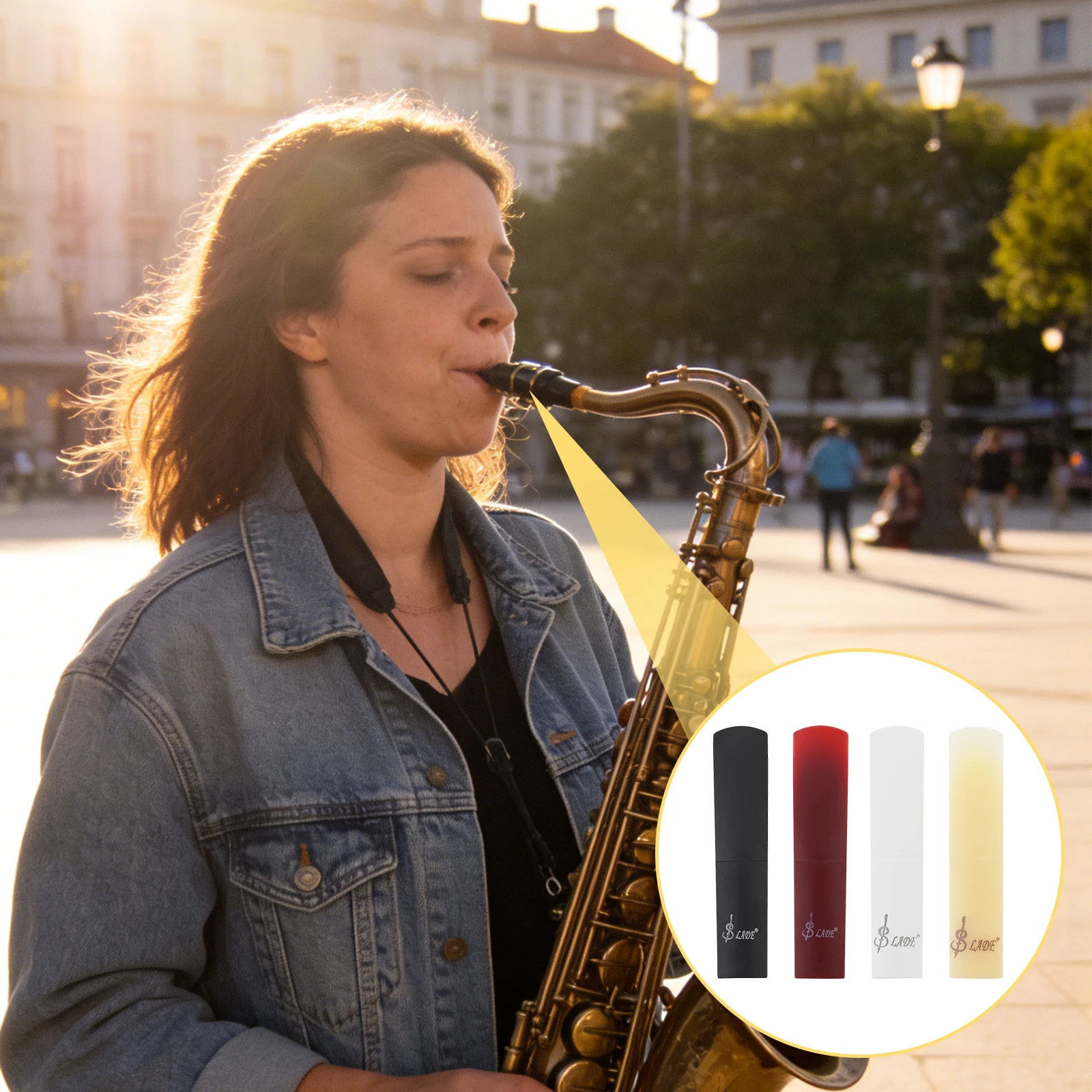 1 Stück/4 Stück Stärke 2.5 Alt-, Tenor-, Sopran-Saxophon-Harzblätter, 4 Farben gemischte Saxophonblätter – Detail 17