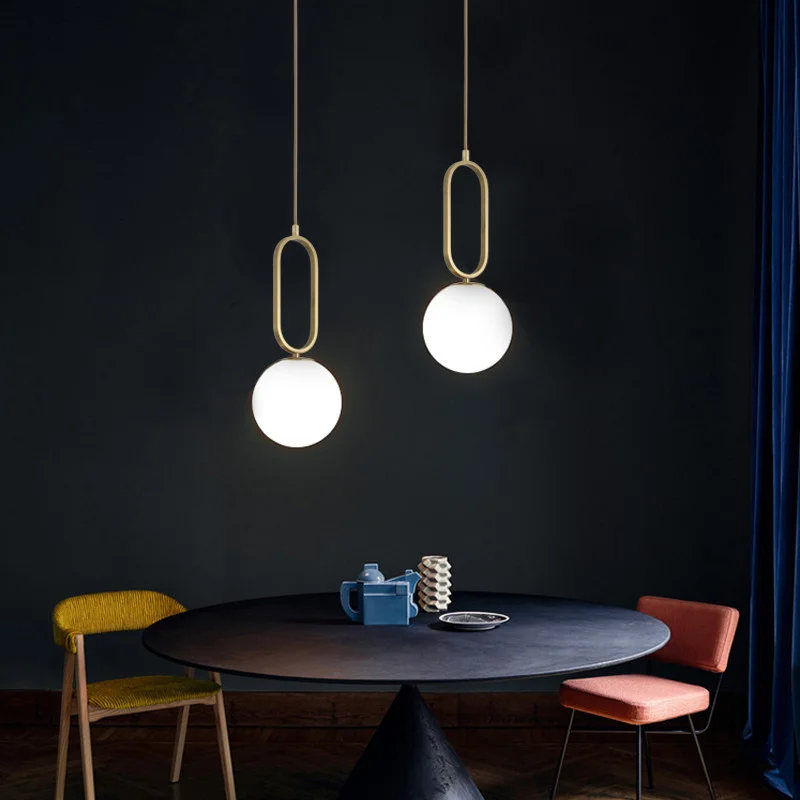 

Minimalist LED Glass Pendant Lights Glod Black Hanging Chandeliers Pendant Lamp Dining Room Restaurant Art Suspension Luminaire