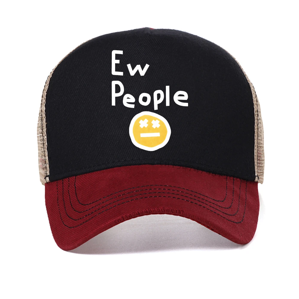 

EW,People Funny baseball cap Men Women wear a sad face Printed caps Casual Fashion cool snapback hat Breathable mesh sun hats