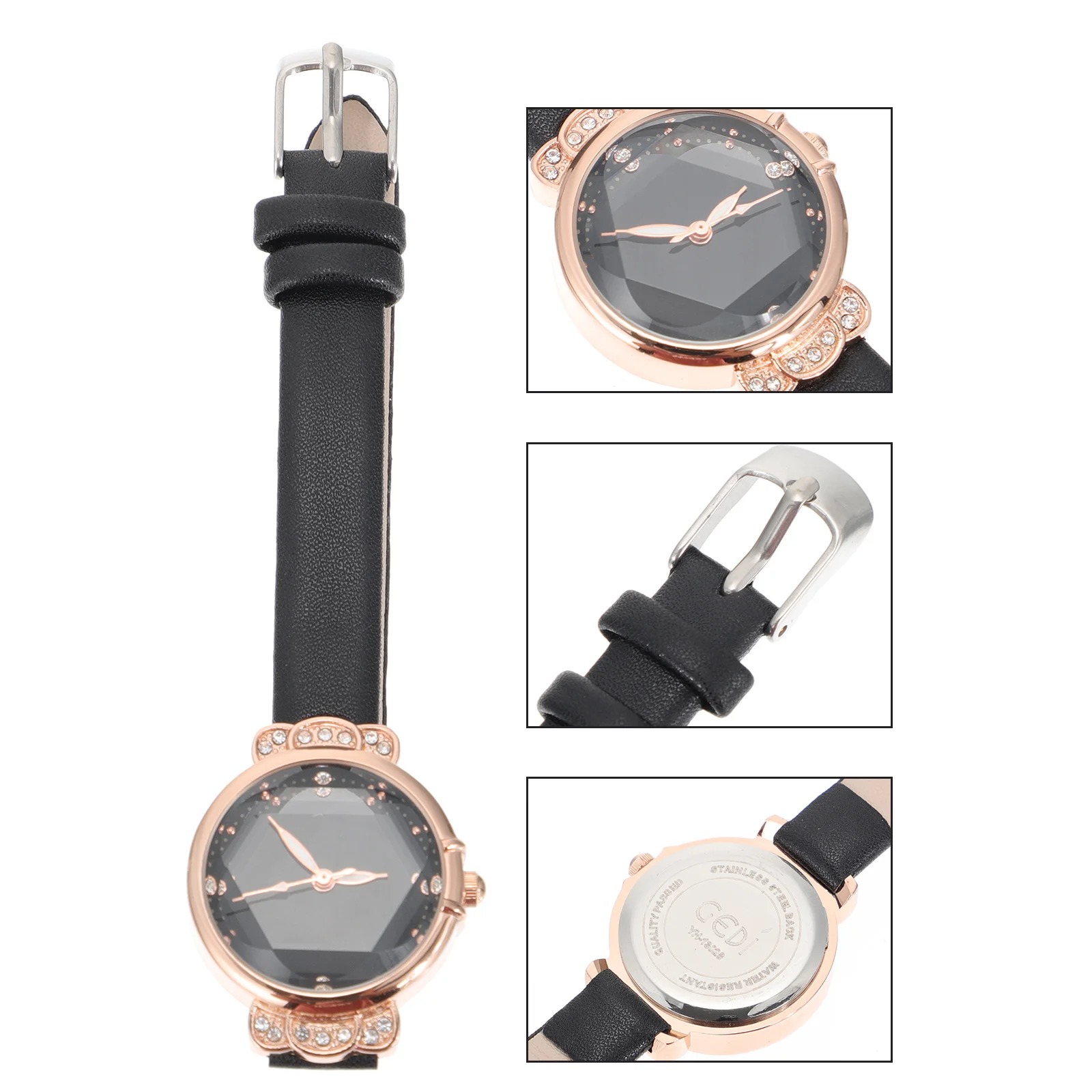 

Fashion Quartz Wristwatch Pink Glass Mirror Rhinestone Business Watches Women Students Ladies Timepiece