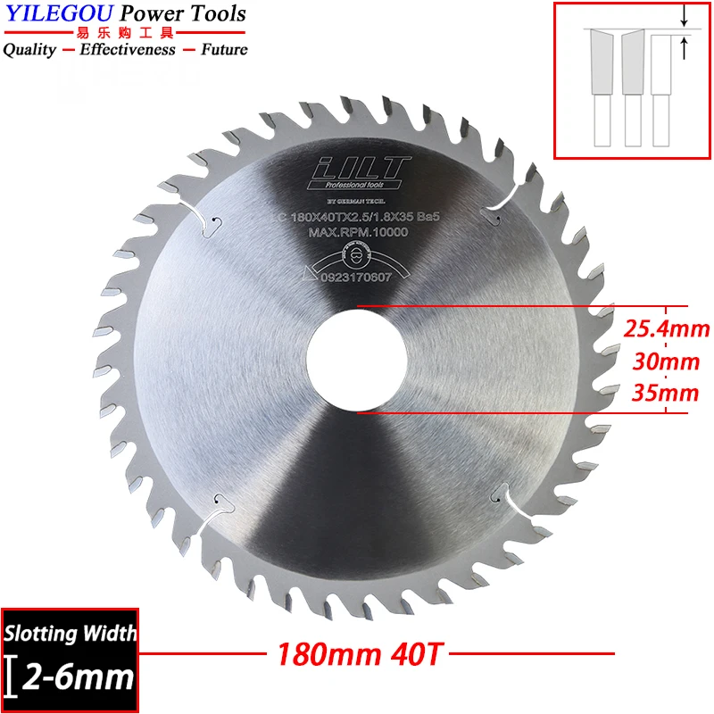 

Circular Saw Blades 180mm TCT Slotted Saw Blades 7" Carbide Grooving Cutter 1.8-6mm Milling Cutter Cutting Solid Wood, Plywood