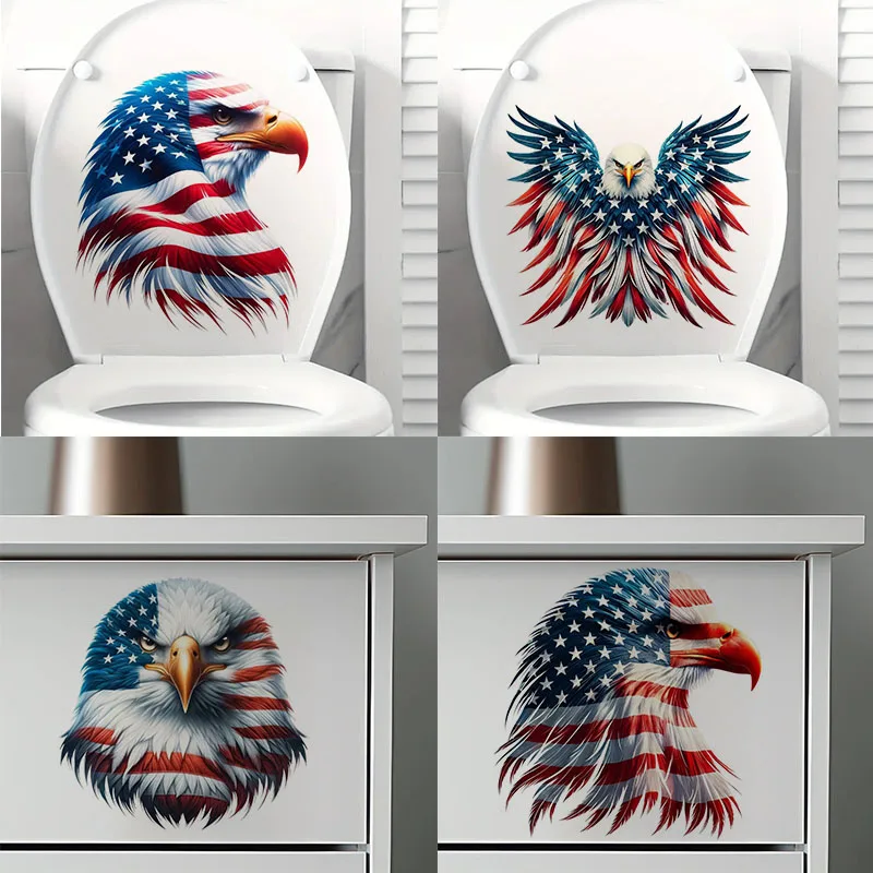 

Beautiful American Flag Eagle Wall Stickers, Toilet Seat Sticker Bedroom Entrance Living Room Porch Home Decoration Wall Sticker