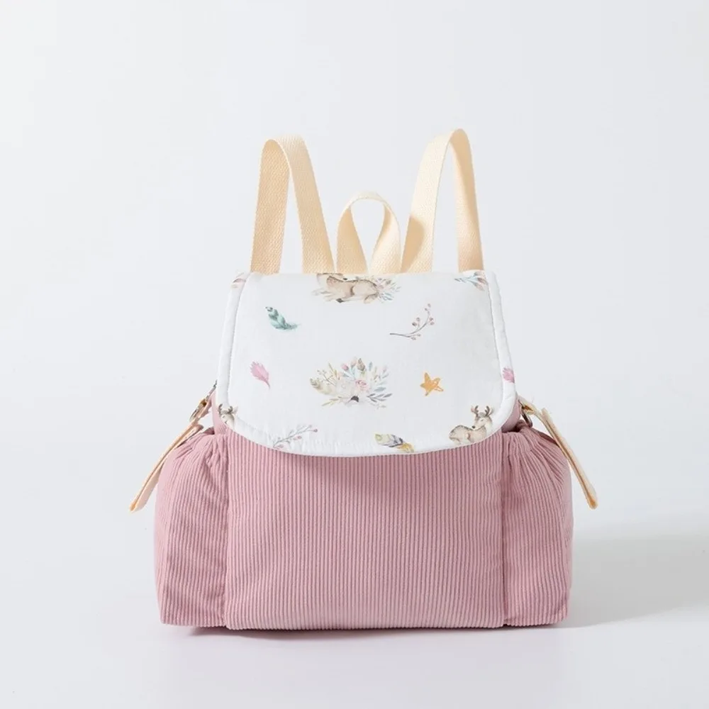 Solid Color Baby Anti Lost Backpack Anti Lost Strap Lightweight Children's School Bag Adjustable Corduroy Toddler Backpack Gift