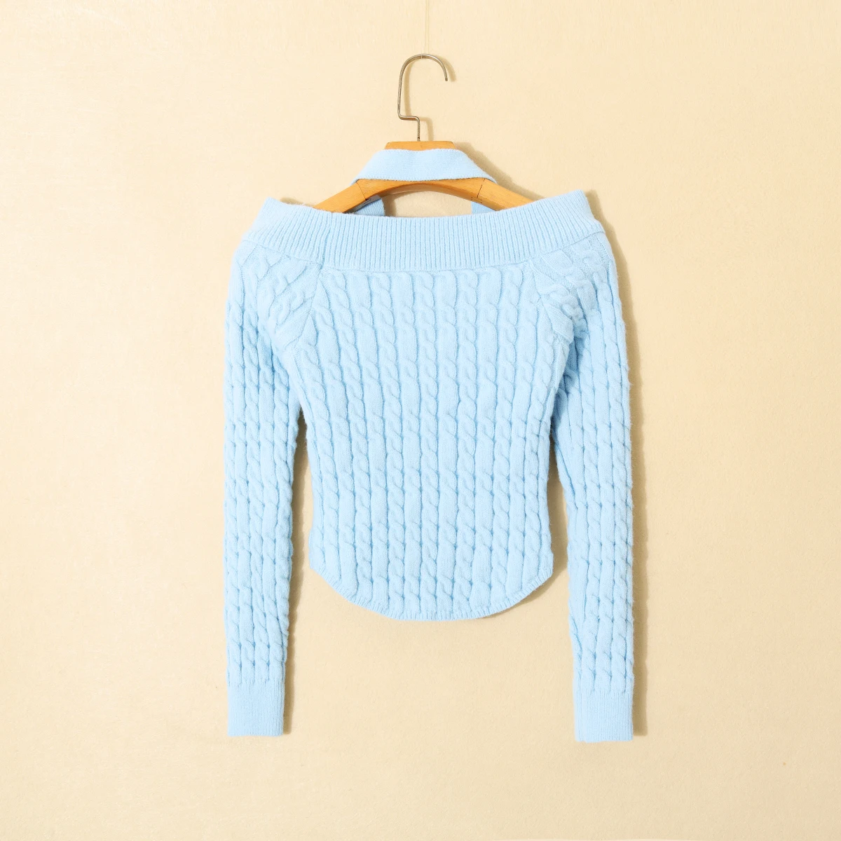 Sexy Thiened Long Sve Pull tricoté oulder Bared One oulder Twist Pure Color Slim Fit Haut pour femme pour les jeunes filles