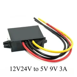 Convertidor de potencia para coche, módulo de fuente de alimentación impermeable, pantalla LED, 12V a 9V, 5V, 3a, 18W
