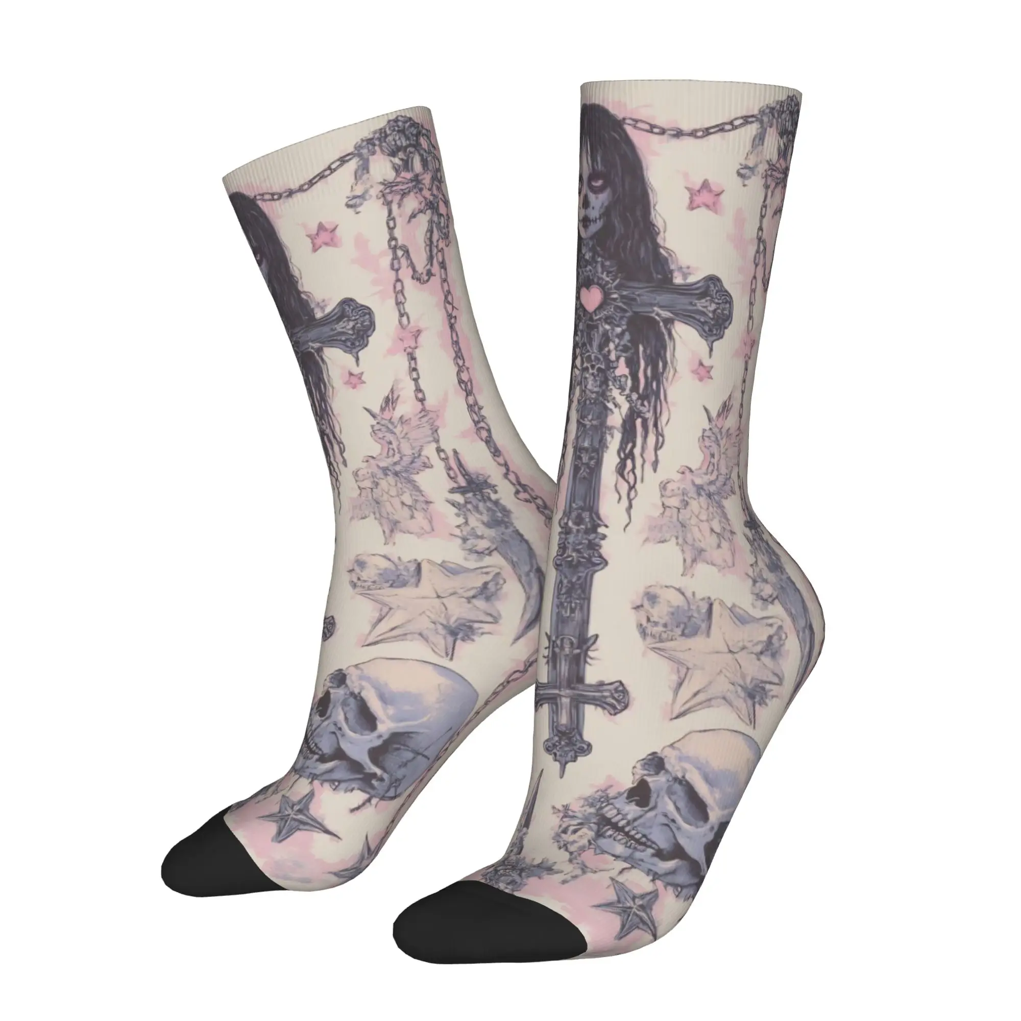 Halloween Gothic Socks Men Women Polyester Casual Goth Coquette Socks Crazy Spring Summer Autumn Winter Middle Tube Stockings