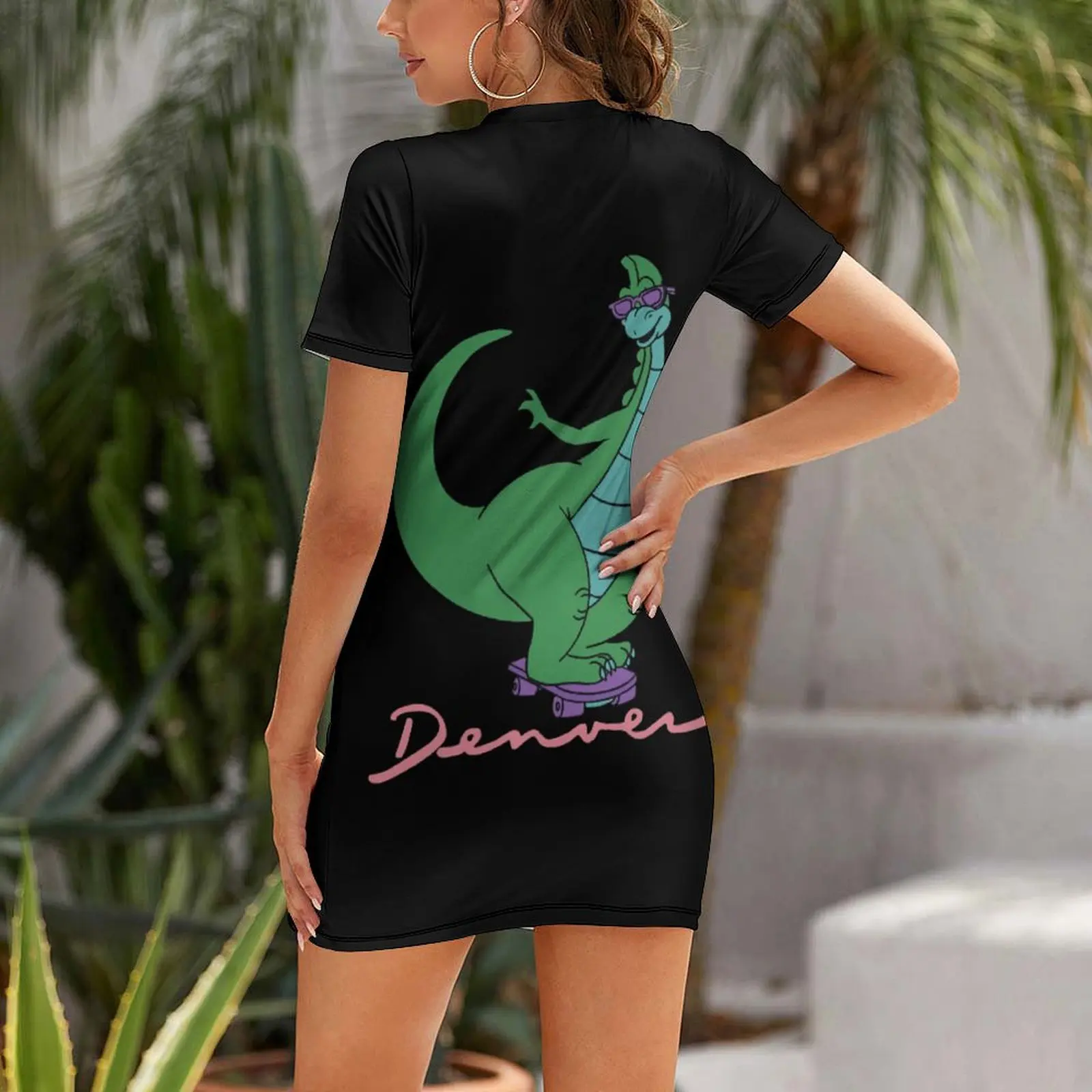 Exotic Woman's Clothing The Dress Denver The Last Dinosaur Mouse Pad For Sa Short Sleeved Dress Hot Sale Cocktails Funny Geek