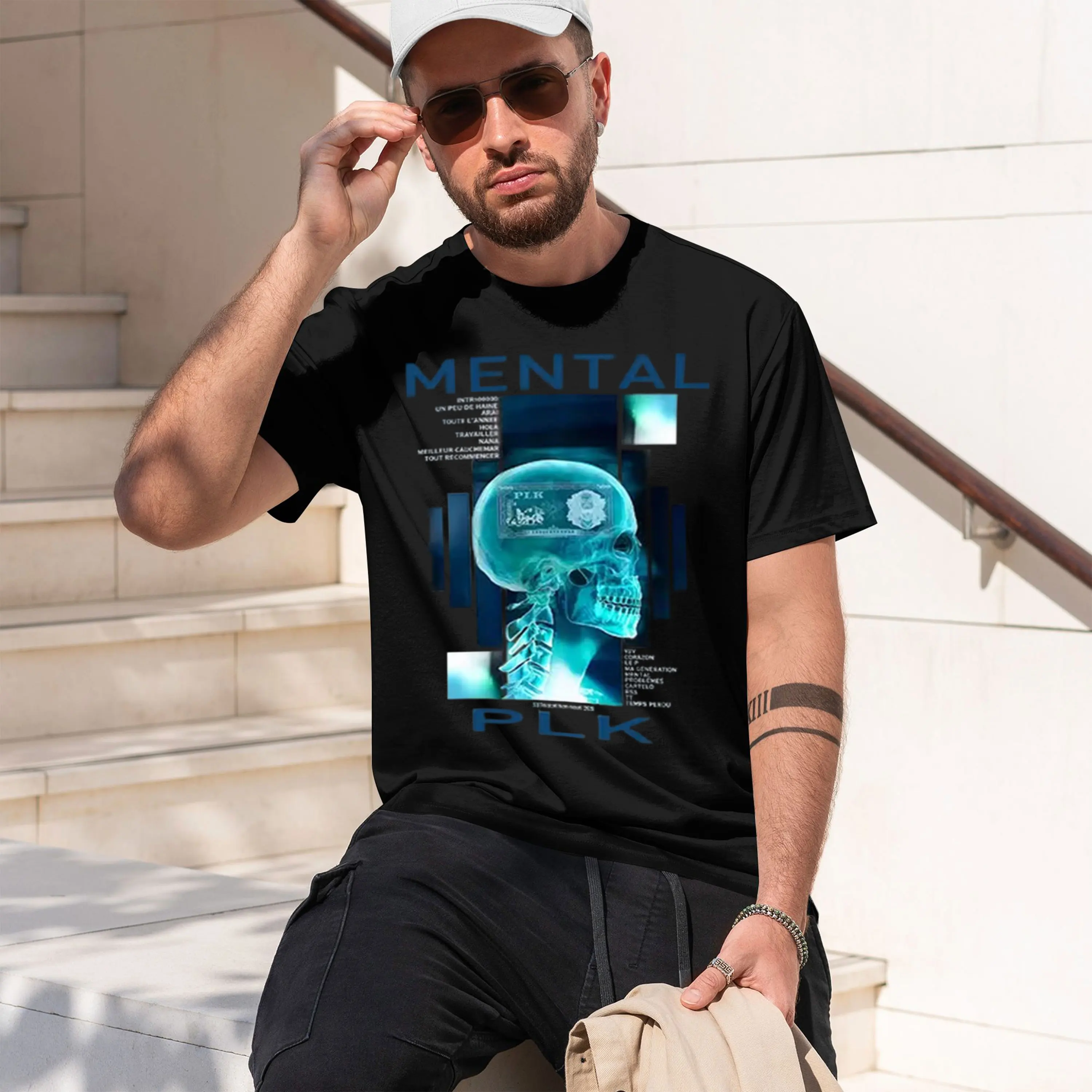 T-shirt à col rond pour homme Mental PLKFake llar Skull X-RayDark Financial Warning Cost of Greed, Nouveau Modèle 2026