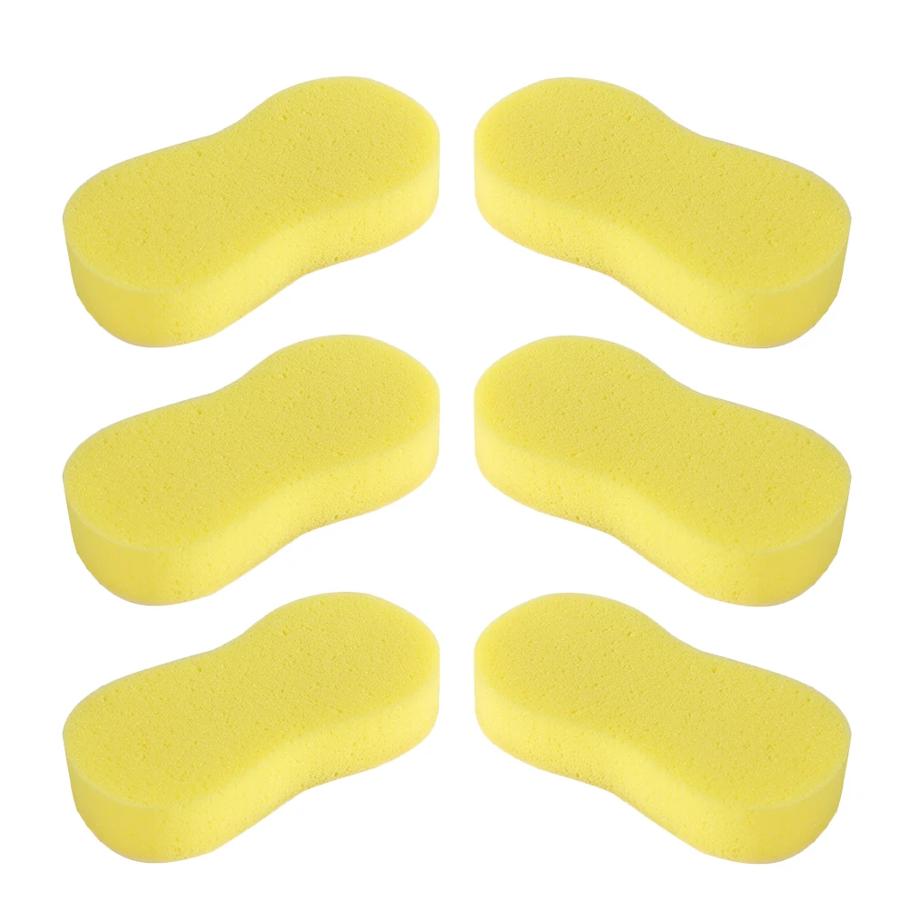 

6 Pcs Car Wash Sponge Large Cleaning Tools Yellow Vacuum Compressed Efficient Multi Functional Household Bathroom Sponges