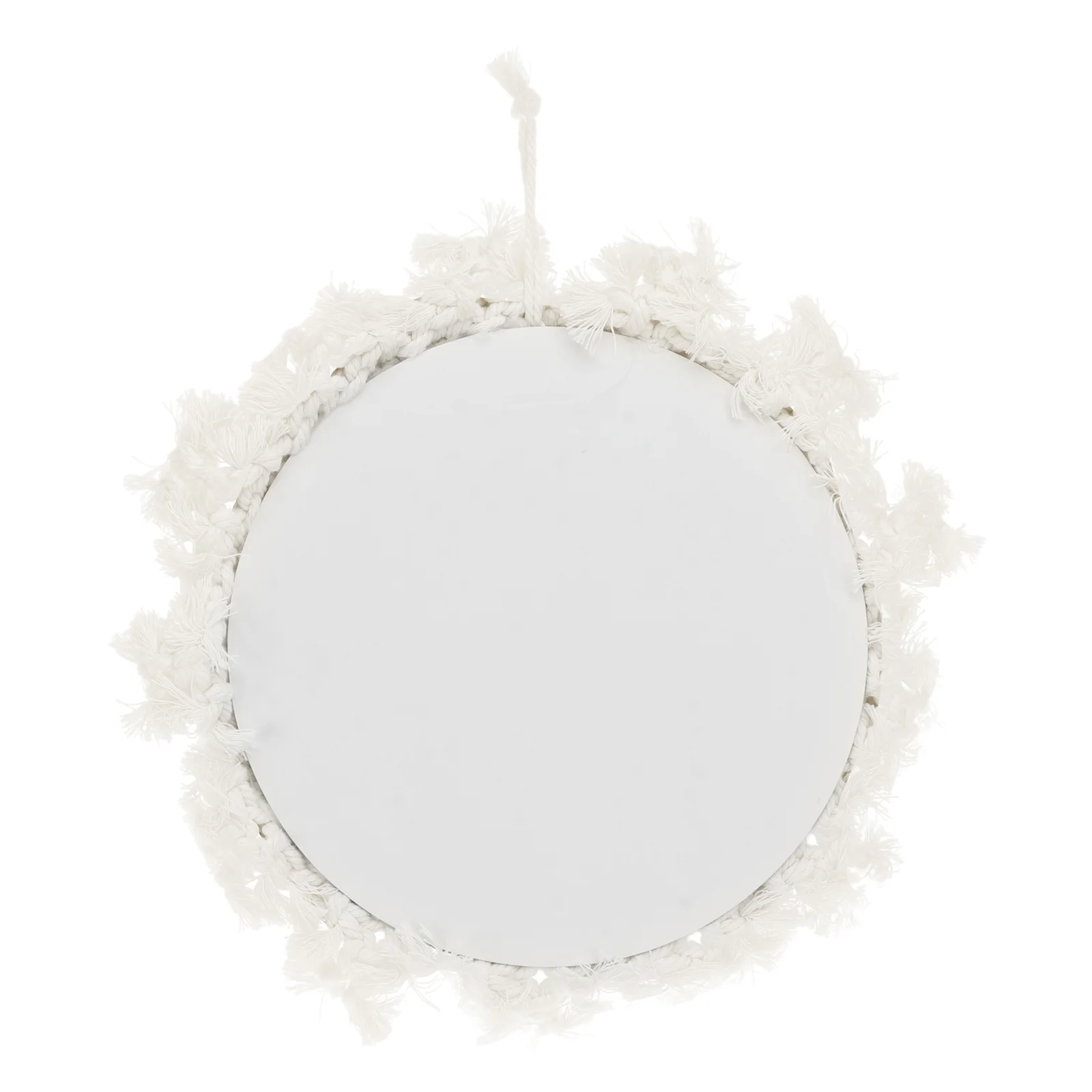 مرآة على الطراز الشمالي، مرآة معلقة مزخرفة، تصميم أنيق مستدير منسوج للحمام، مرحاض الشرفة، أبيض
