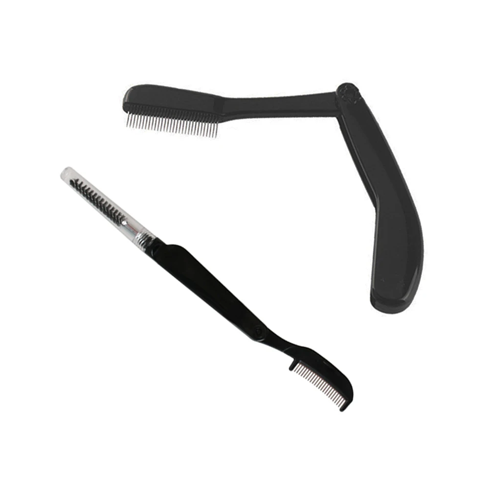 Peine de cejas plegable de acero inoxidable para mujeres y niñas, cepillo de aseo portátil, herramienta de maquillaje, 2 uds.