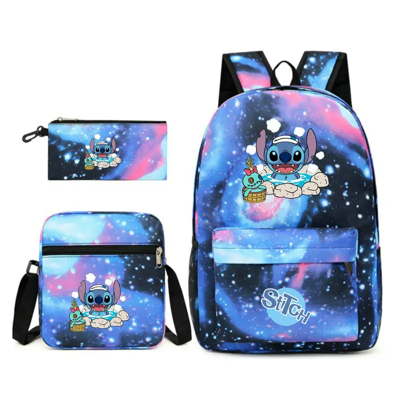 Sacs d'école de dessin animé CAN o and Stitch pour enfants, sac à dos léger pour étudiants, sac de voyage pour enfants, sac initié, 3 pièces