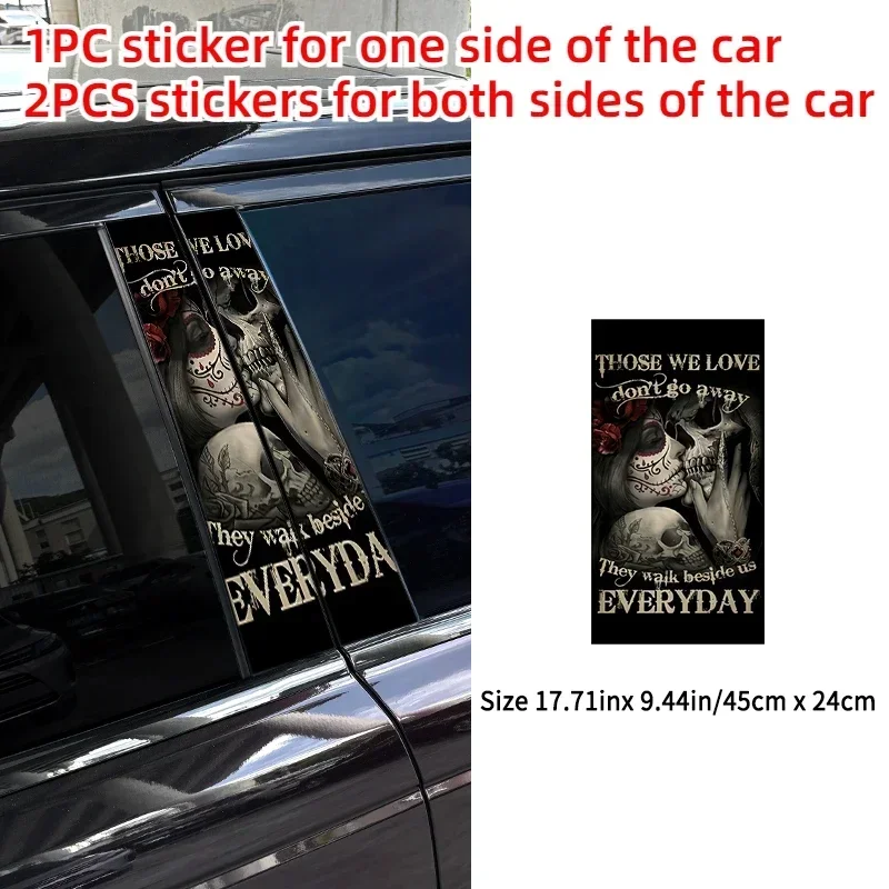 1PC Sugar Skull Couple Car Stickers Auto Pillar Waterproof Center Column Gothic Decor Cover Scratch DIY Car Doors Pillar Decals