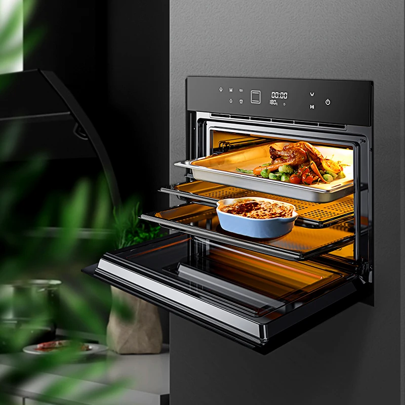 56L 80L الفولاذ المقاوم للصدأ المدمج في فرن البخار فرن كهربائي مخبز المنزل
