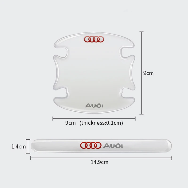4/8Pc PVC Decal Car Door Handle Bowl Anti-scratch Sticker For AUDI A1 8X A3 8P 8L A4 B6 B7 B8 A5 A6 C6 A7 A8 TT Q3 Q5 Q7 Q8 Logo view 2