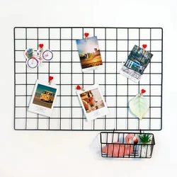 Home Wall Decoration DIY Art Iron Grid Decor Photo Frame Postcards Storage Wall Art Display Storage Rack Holder Shelf Organizer