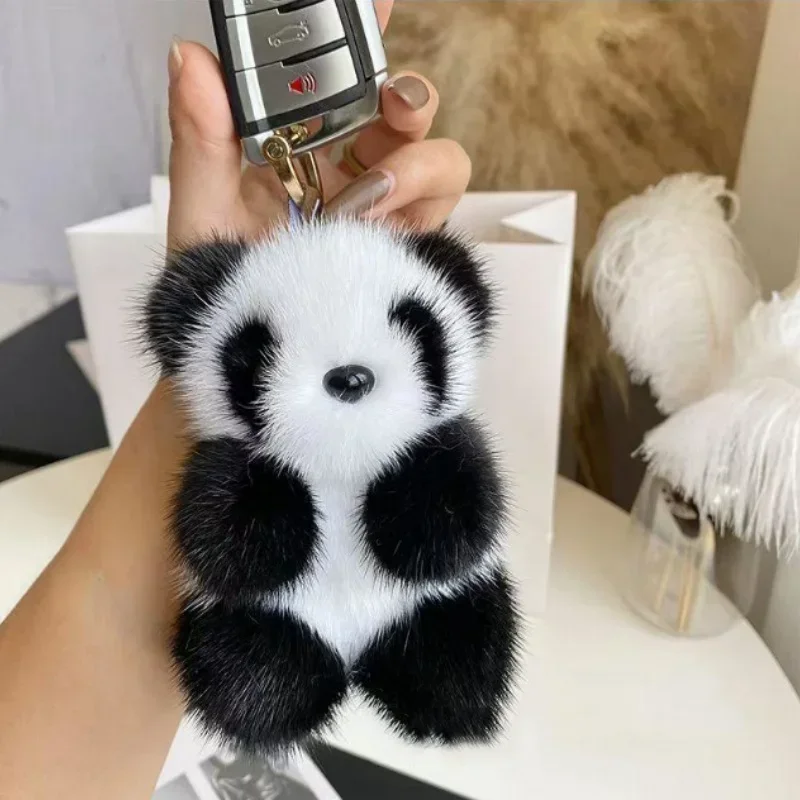 Cute Panda Plush Keychain Soft Mini Stuffed Animal Pendant Adorable Panda Bag Charm Handmade Decor Gift for Women Girls Kids