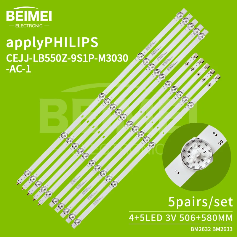 

10KIT LED Backlight Strip for Philips 55PUF7295/T3 55PUG6654 CEJJ-LB550Z-9S1P-M3030-AC-1 3B9CX108412 LT-55N775U TI5509DLEDDS