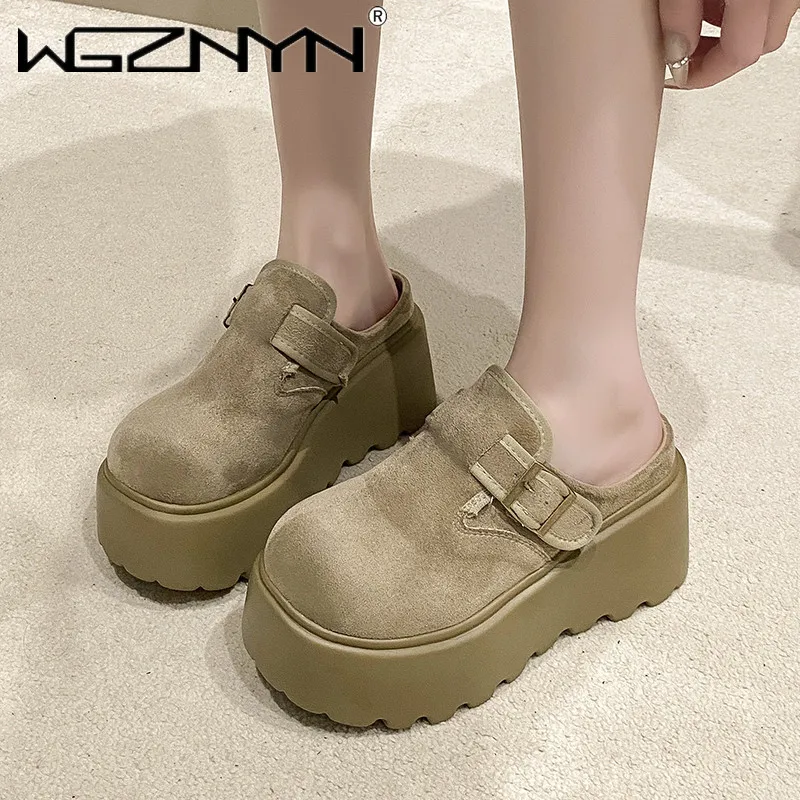 2025 النساء عالية منصة النعال 8 سنتيمتر أسافين بلينغ أحذية امرأة خارج الجلود أحذية رياضية مكتنزة غير رسمية الصيف تنفس النعال #3