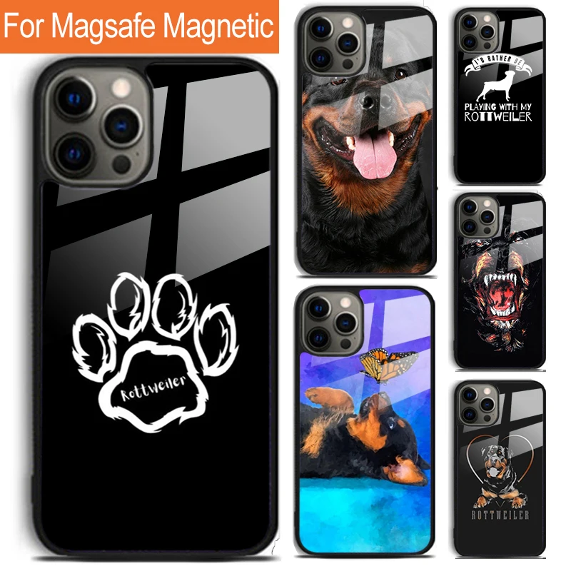 Rottweiler Dog Phone Case For iPhone 15 16 14 13 12 11 Pro Max Plus Magsafe Magnetic Wireless Charging Cover