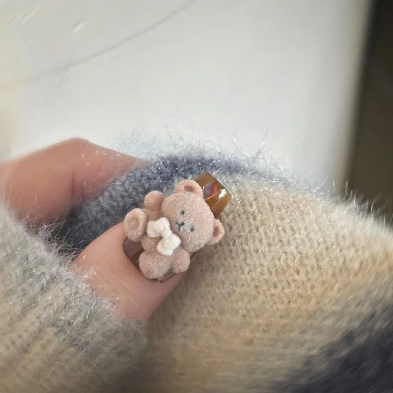 30 Pezzi di Decorazioni per Unghie a Forma di Orsetto in Velluto, Accessori per Nail Art Invernale, Materiali per Manicure