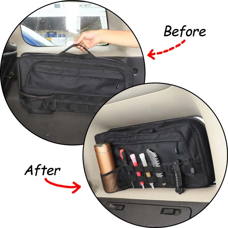 For Hummer H3 2005-2009 Black Oxford Cloth Car Trunk Side Window Bag Storage Bag Multifunctional Travel Bag Car Accessories