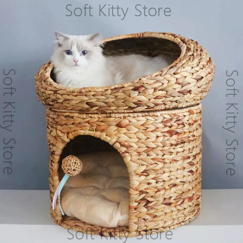 

Enclosed Double Cat Nest Cat Bed Villa House Cat Climbing Frame Scratch-resistant Vine