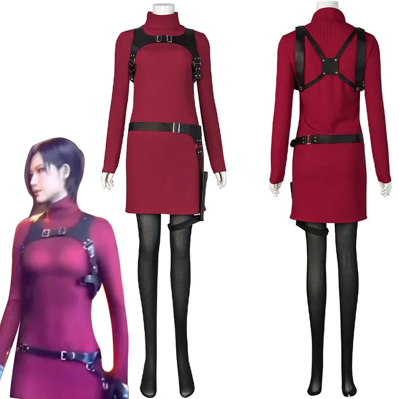 Sn60 หญิง Resident 4 Ada Wong คอสเพลย์เครื่องแต่งกายชุดเข็มขัดชุด Fantasia ฮาโลวีน Carnival disguise ชุดสําหรับผู้ใหญ่ women5 &