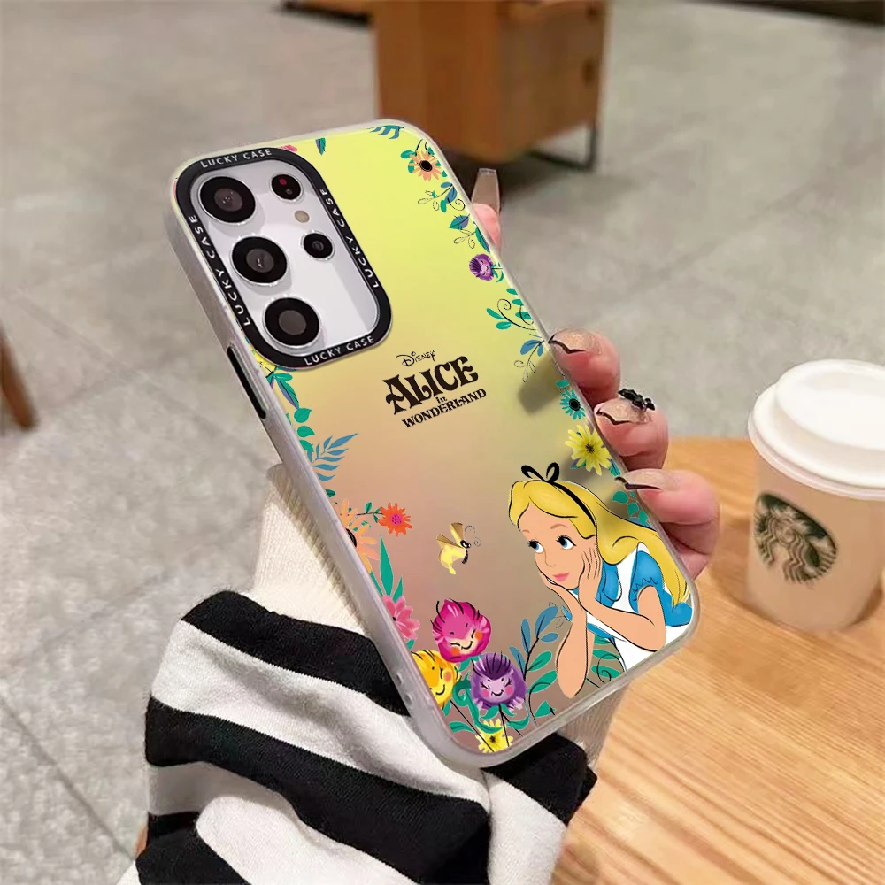 Disney Alice in Wonderland Phone Case for OPPO Realme 3 5 7 8 9 i 10 11 Pro C12 C15 C20 C31 5G Matte Aurora Laser Gradient Cover