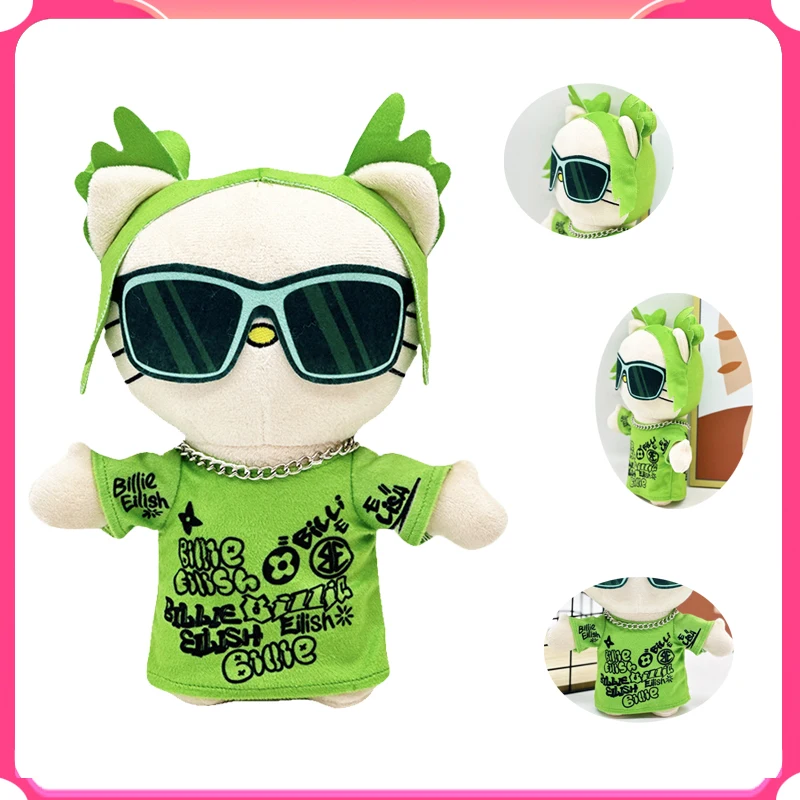 Hello Kitty Billie Eilish Green Sunglasses Fashion Boy toy Figure Toys Cute Kids Boys Girls Christmas Gift