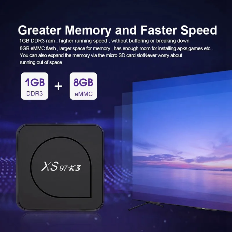 HFES XS97 K3 Android 10.0 Smart TV Box H313 رباعي النواة 2.4/5G Wifi TV Box 4K UHD مشغل الوسائط 1G + 8G قابس أمريكي