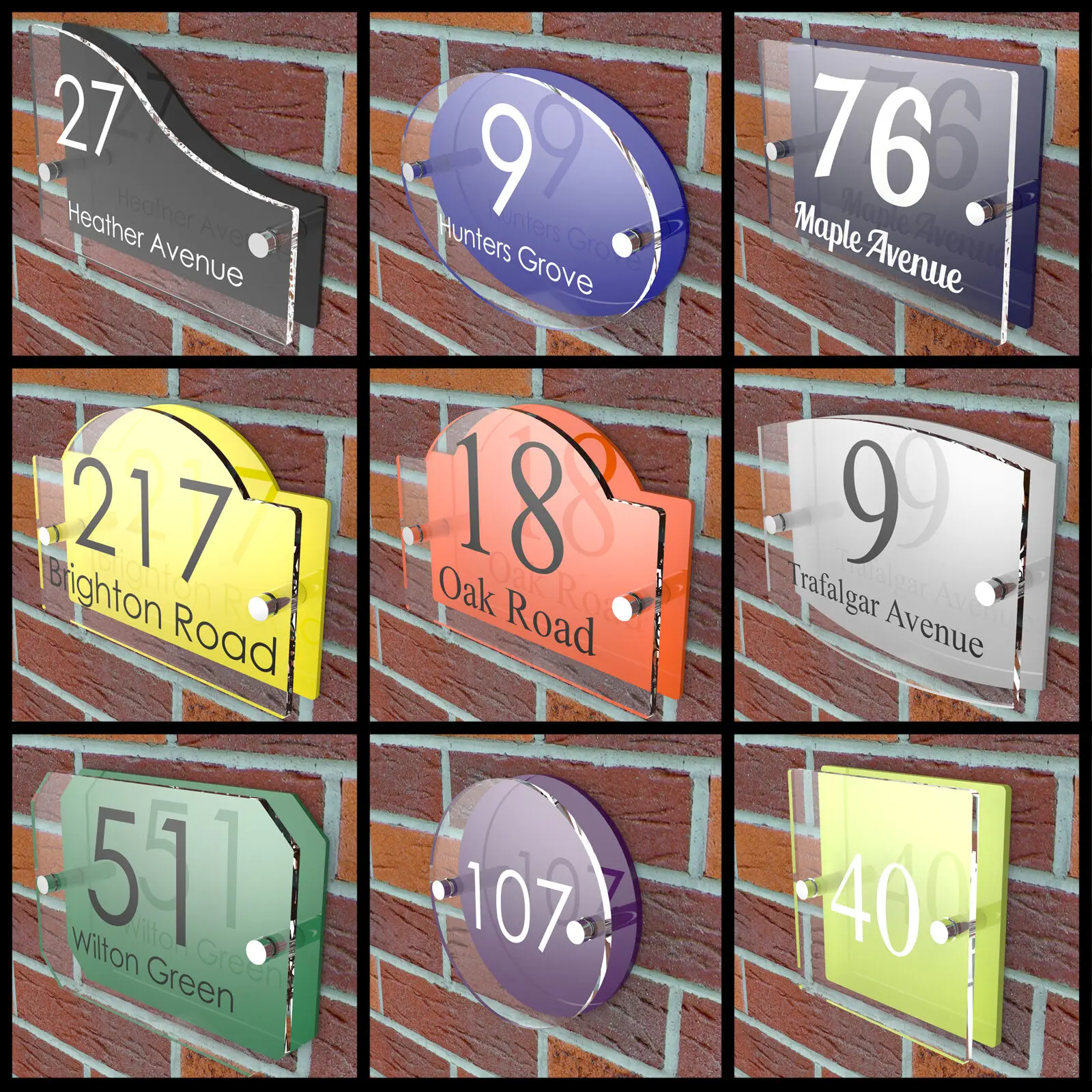 Customize House Number Plaques Door Sign Vibrant Colour Back Acrylic Name Road Display