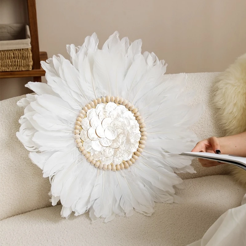 ‌Nordic Feather Wall Decor Seashell Ornament Luxury Creative Home Wall Art for Hotel Lobby Entrance Natural Shell Decor Genuine