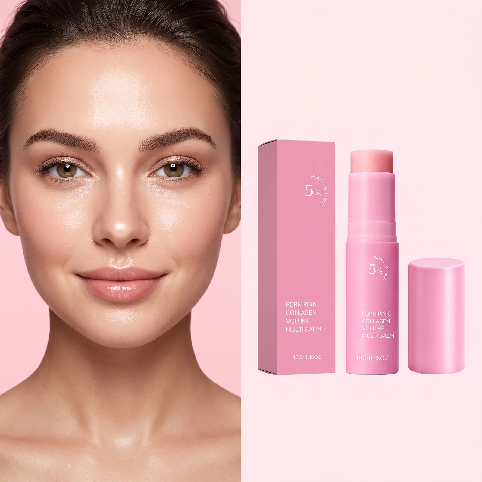 PDRN Pink Collagen Volume Multi Balm Stick | Revitalize Skin Brighten Smooth Fine Lines - for Face,Neck,Under Eyes,Lip Care