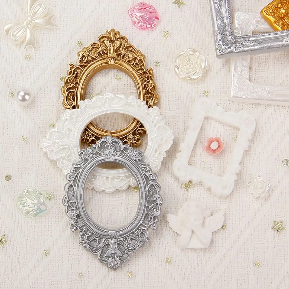 

Durable DIY Resin Photo Frame Rustic 3D Mini Mirror Props Miniature Mirror Small Model Phone Shell Material