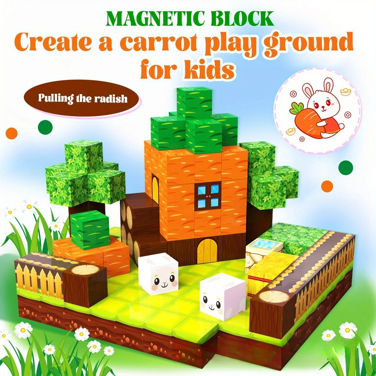 

Carrot building block set Magnetic block children's creative collage boy and girl gift
