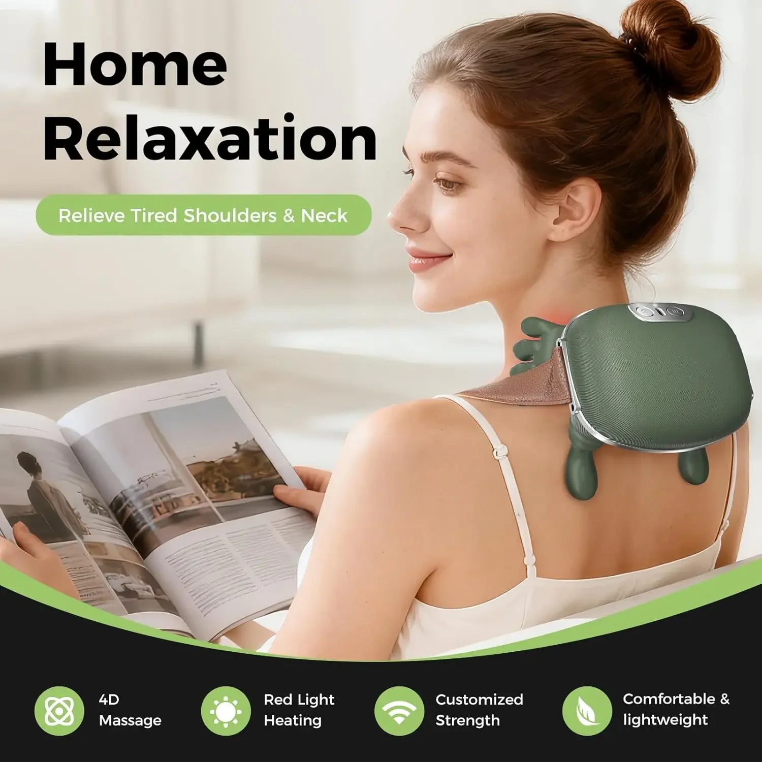 Neck Shoulder Massager Finger Pressure Shiatsu Neck Back and Shoulder Massager Electric Kneading Neck Deep Massage Muscle Relax