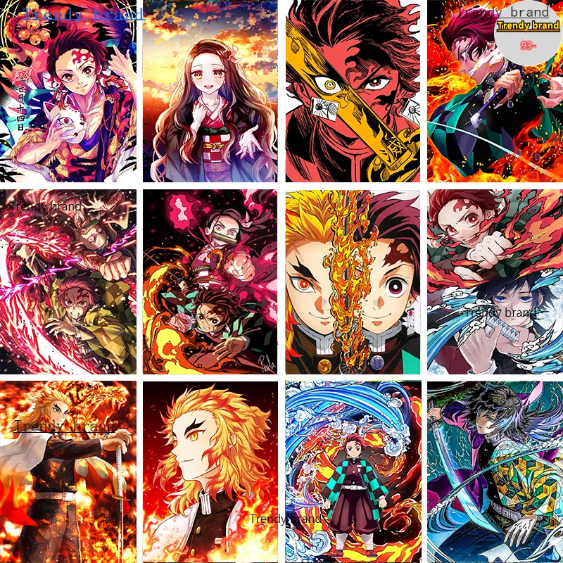 

2021 Anime Demon Slayer Cartoon Canvas Painting Art Nordic Posters and Prints Wall Pictures for Living Room Decoration Frameless