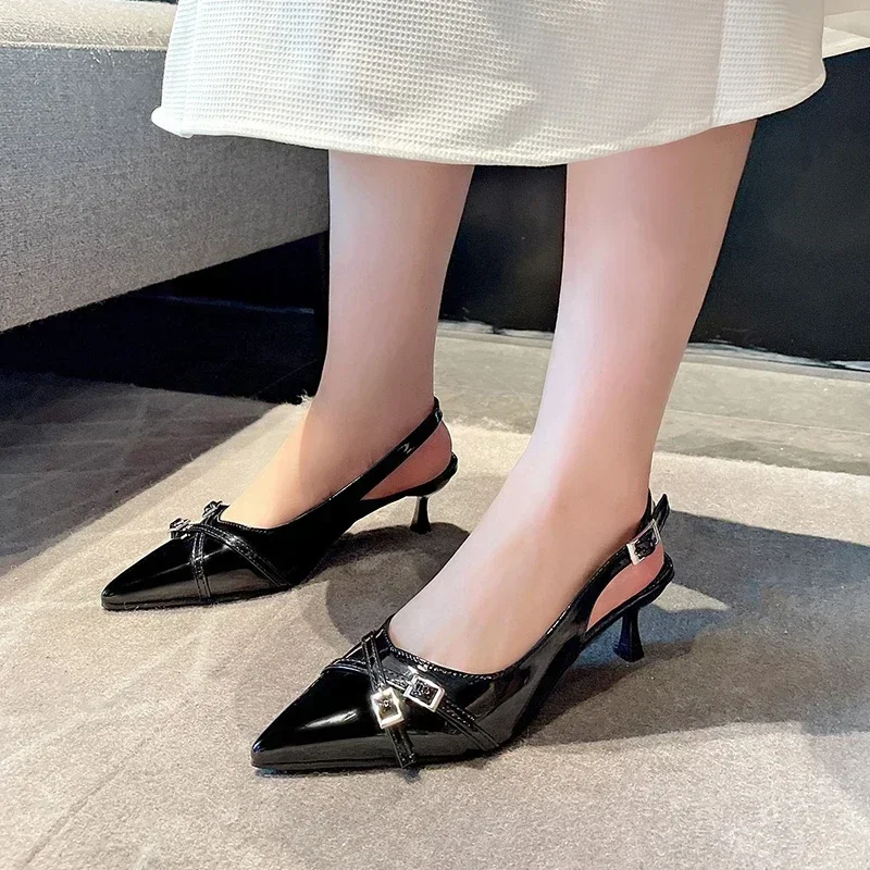 New Style Pointed Toe Stiletto Heel Shallow Mouth Elegant Baotou Women's Sandals Sexy Banquet Party Fashion High Heels
