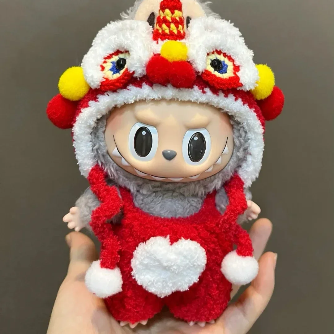 Labubu V1/V2 Doll Accessories Lion Dance Chinese Style New Year Outfit Clothes Set for 17cm Ropa Labubu