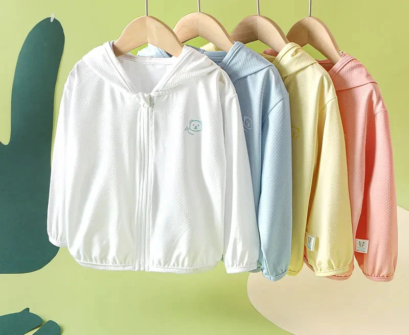 UPF50+ Children Sun Protection Coats for Boys and Girls Breathable 2024 New Thin Loose Casual Baby Jacket Solid Simple Fashion