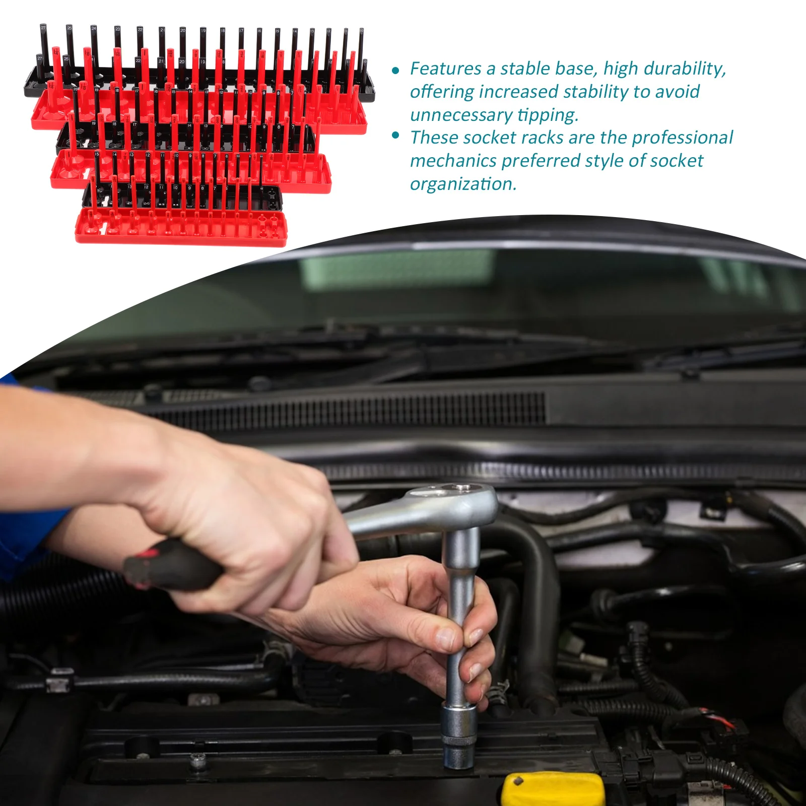 6pcs Organizer Trays 1/4 3/8 1/2 Inch Durable Storage Holder Stable Tool Rack For Toolbox Socket Holder Workstation