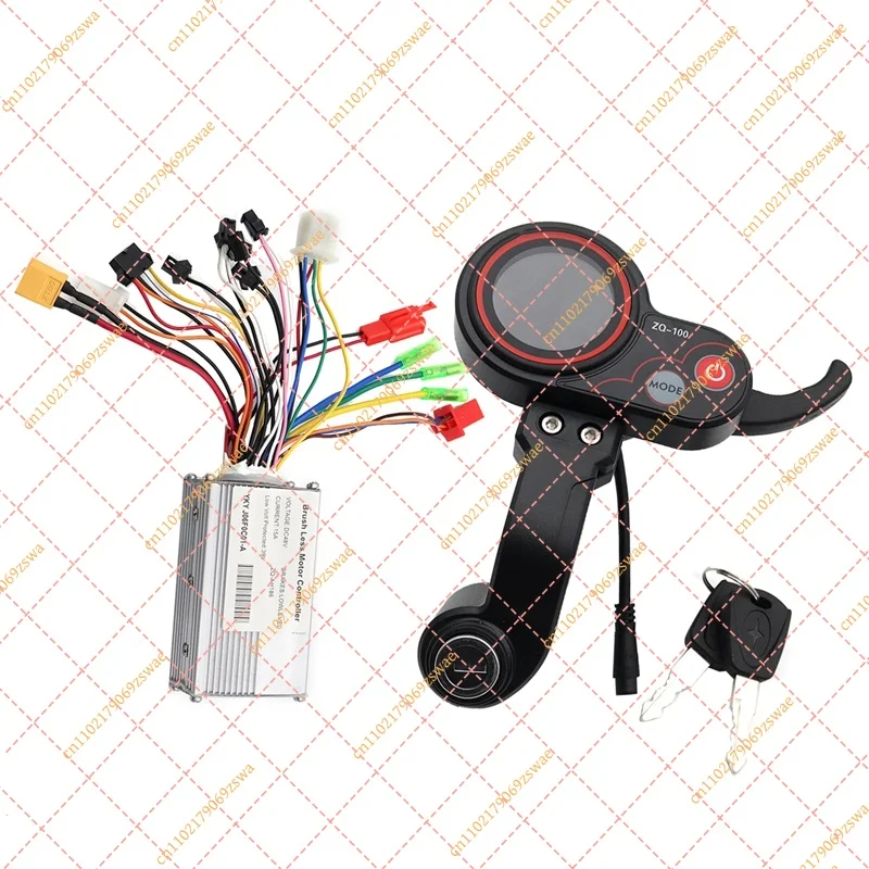 48V Electric Scooter Controller & ZQ-100 Odometer Set, Adjustable Speed Meter with Key, Replacement Parts