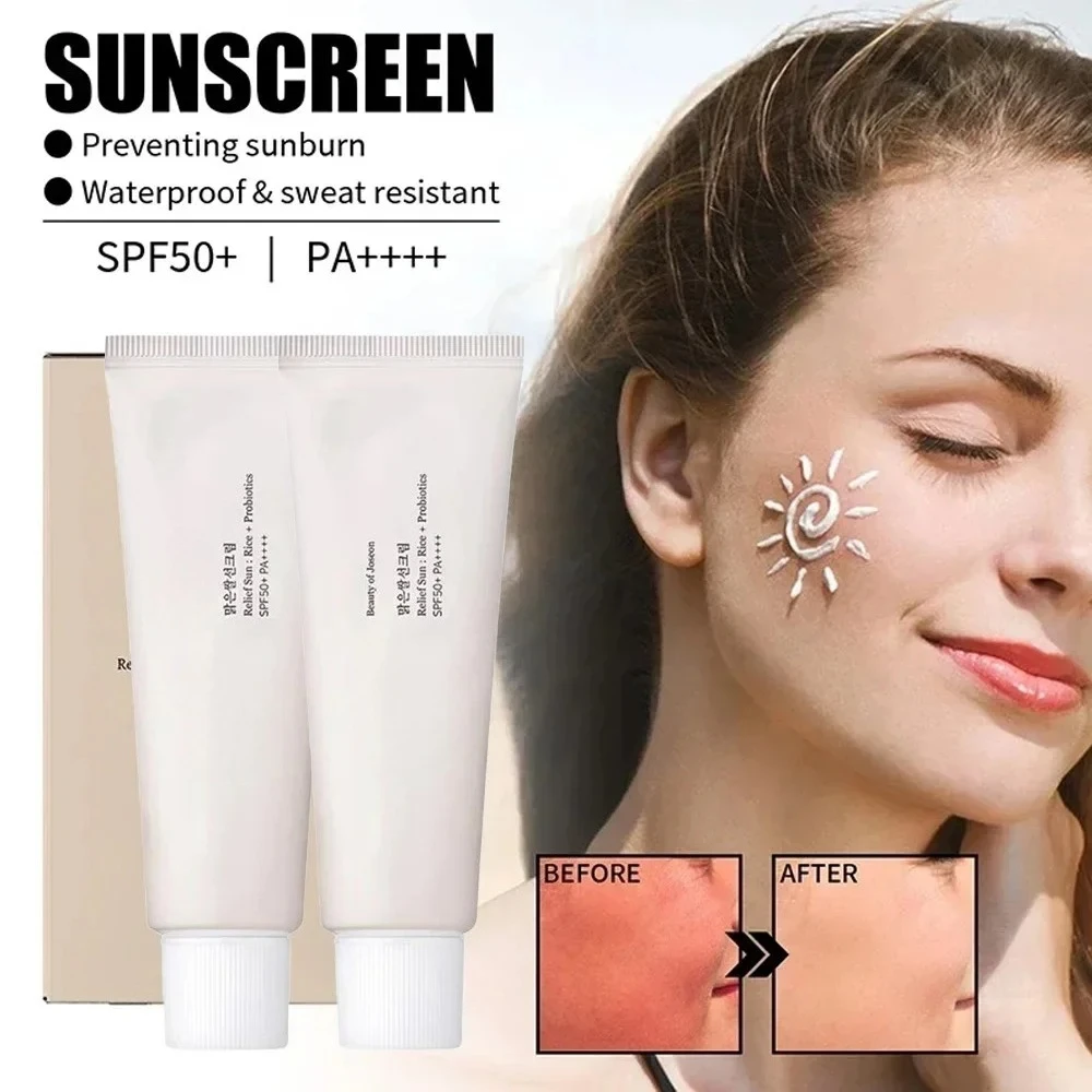 SPF50+ Sunscreen Korean Rice Probiotic Solar Blocker Skin Whitening Cream Anti UV Sun Block Facial Mild Moisturizer Serum 50ml image 3